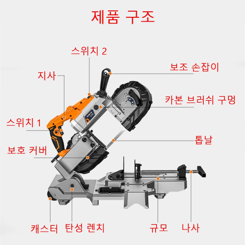 R2103T 휴대용 밴드 톱 금속 및 목재 절단용 휴대용 톱 1100W 탈착식 베이스 톱