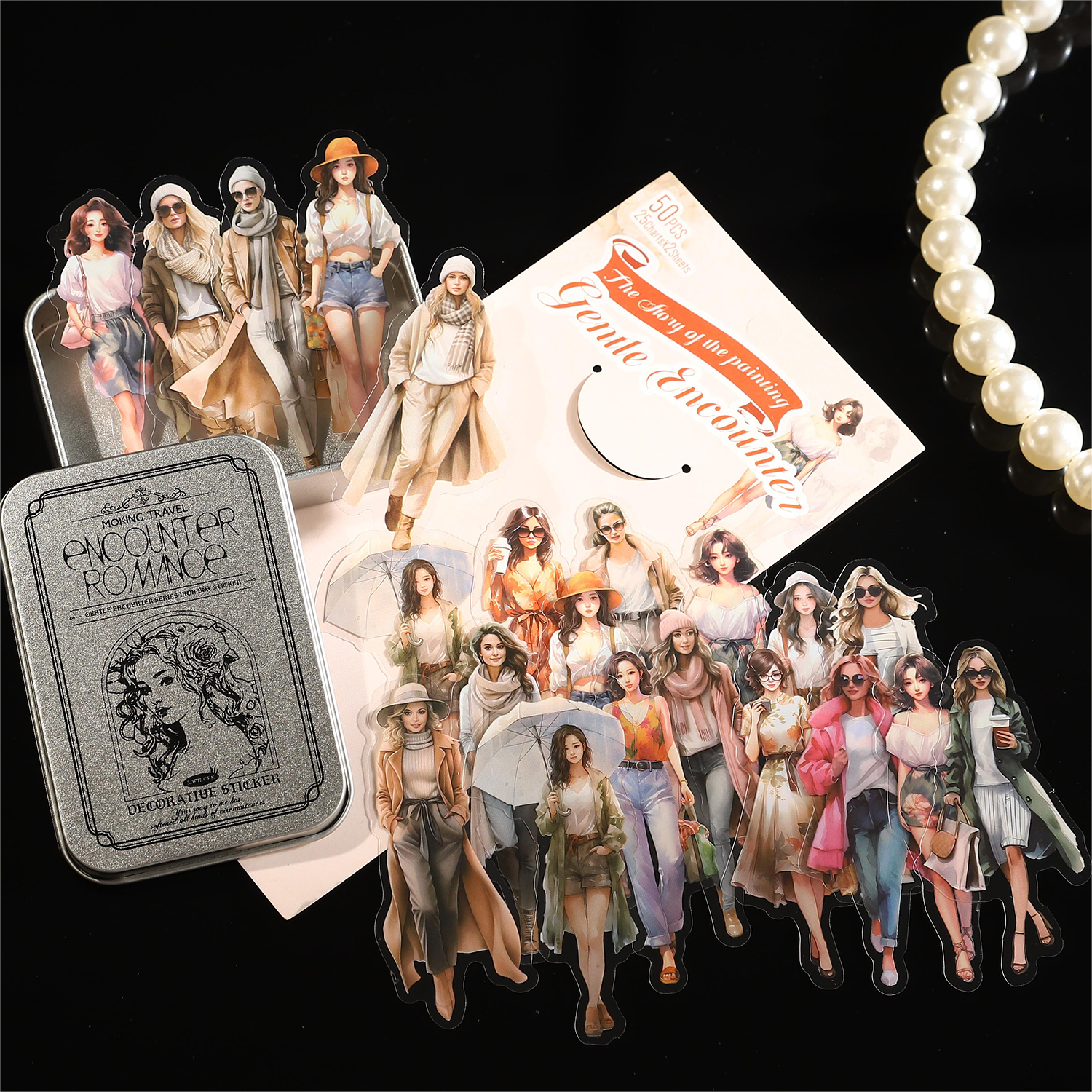 2 スタイル 50 ピース/箱キャラクターステッカーブリキの箱優しい出会いのテーマ Instagram ガールハンドブック装飾 DIY 材料