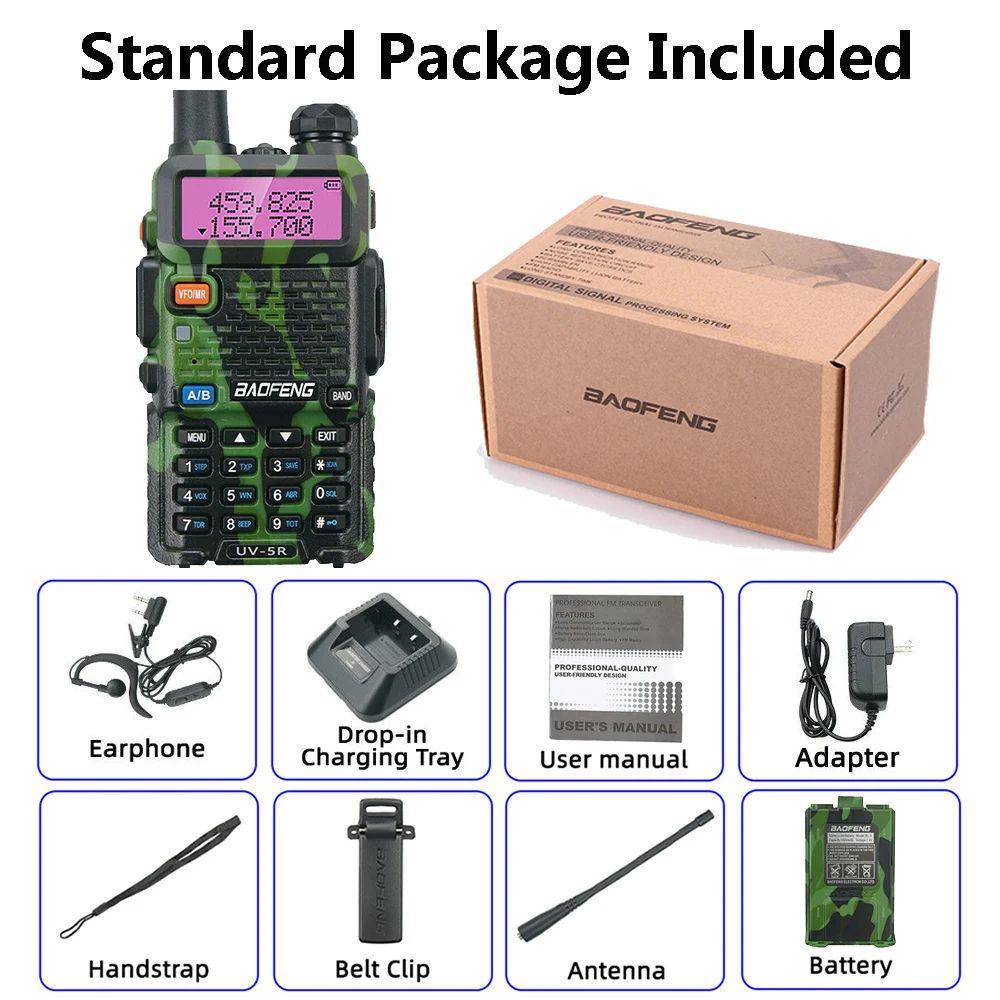 Baofeng walkie talkie UV 5R, hunting frequency dual band two-way radio, FM CB portable radio, positioning transceiver.