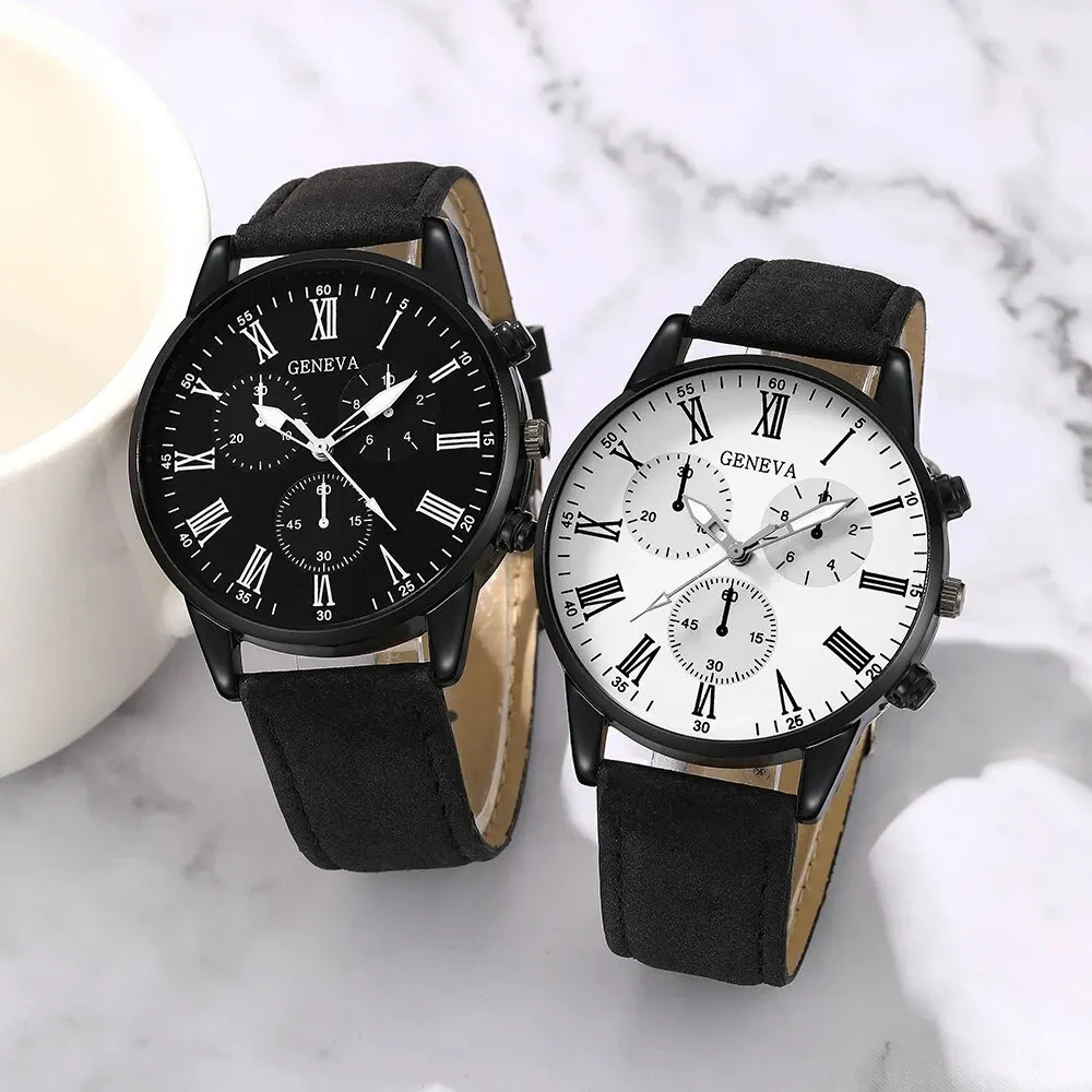 2 pçs conjunto casal moda casual relógios de couro senhoras simples dial quartzo relógios de pulso vestido montre femme