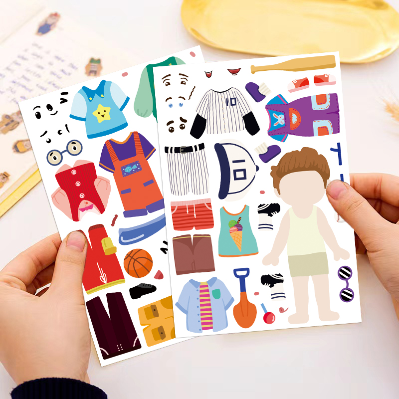 8/16/32 Uds. Pegatinas de rompecabezas de vestir para niños, bonitos dibujos animados, diversión creativa, Material de cuenta de rompecabezas para niños, pegatinas impermeables