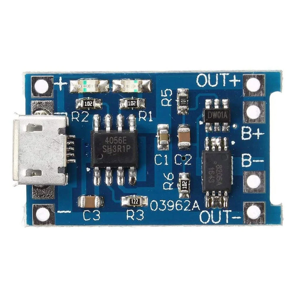 บอร์ดชาร์จแบตเตอรี่ลิเธียม5V 1A TP4056 10ชิ้นแผงชาร์จแบตเตอรี่ลิเธียมโมดูลชาร์จไมโคร USB ปกป้อง