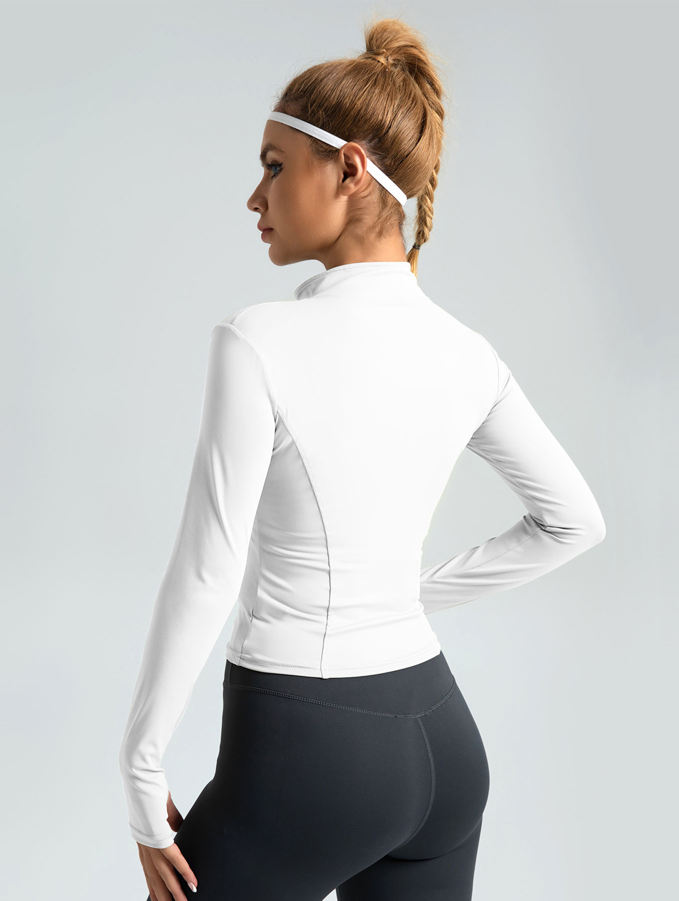 Alta qualidade cintura emagrecimento treinamento topos feminino apertado gola completa zíper mangas compridas fitness correndo camisas de yoga