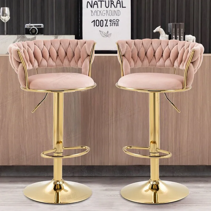 Richome Bar Chair Rotating Cashier Counter High Chair Modern And Simple Backrest Height-adjustable Chair