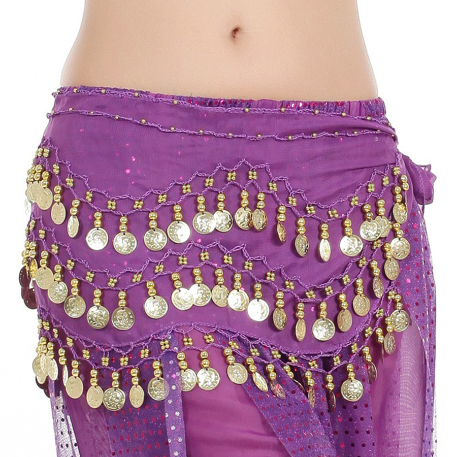 1PC Ladies' Multicolor Design Metal Gold Coin Belt Skirt With Slight Dirt Appropriate Polka Dot Stage Performace Dancing Belt