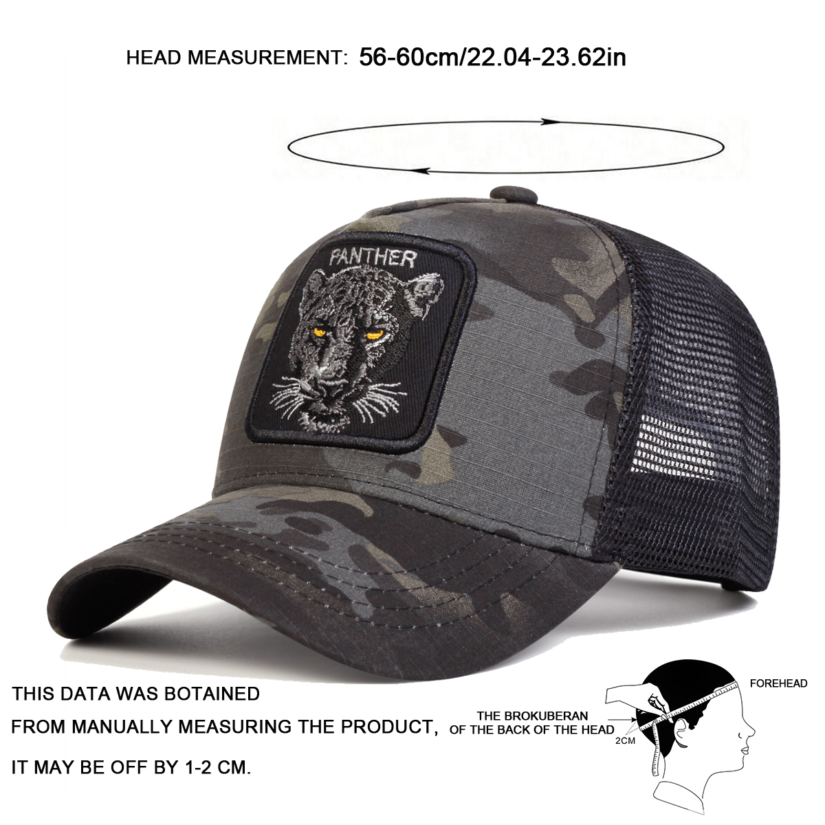 Unisex PANTHER Embroidery Baseball Net Caps Spring and Summer Outdoor Adjustable Casual Hats Sunscreen Hat