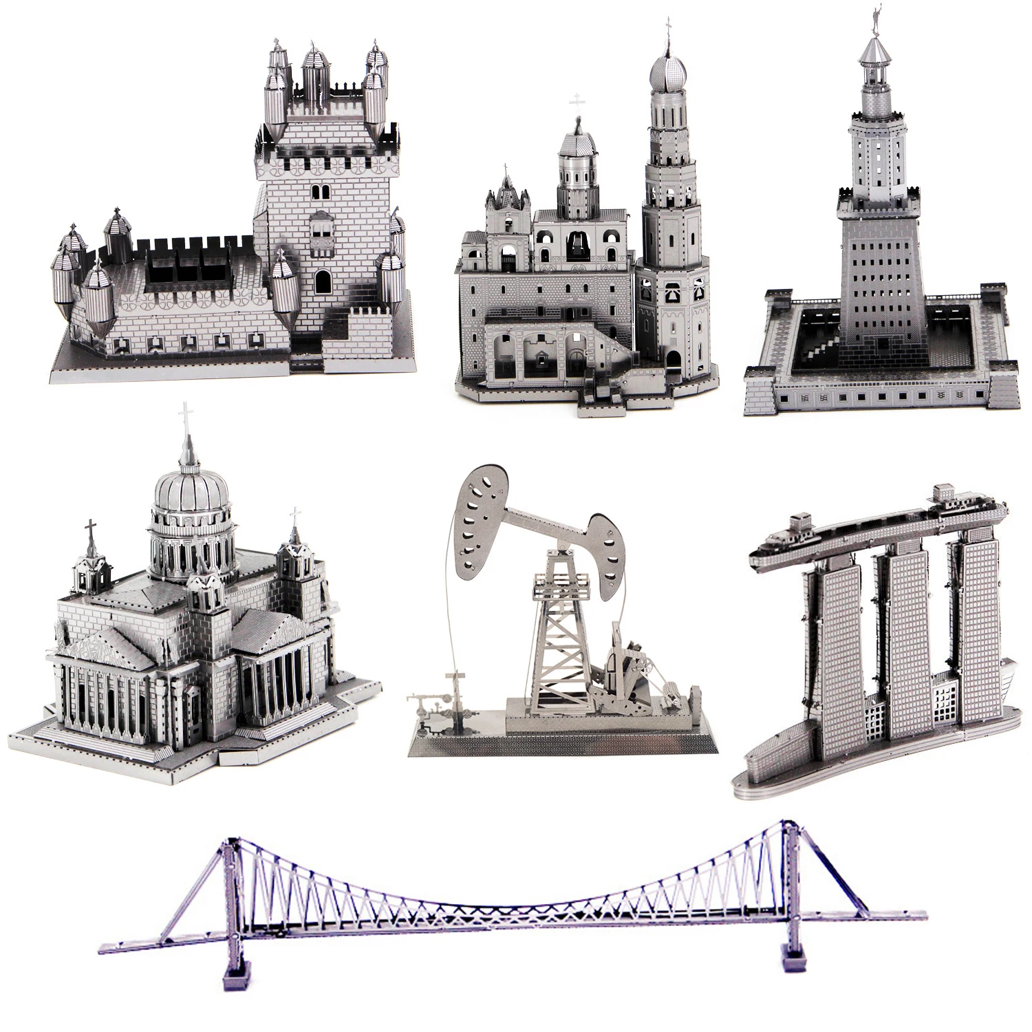 World Architecture II 3D Metal Puzzle model DIY Laser Cut Jigsaw Model For Adult kid Educational Toys Desktop decoration