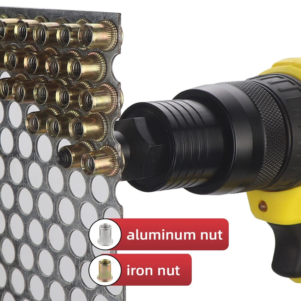 HIFESON Electric Rivet Gun Rechargeable Automatic Rivet Nut Gun Riveting Tool Nut Head M3-M10 Without Battery