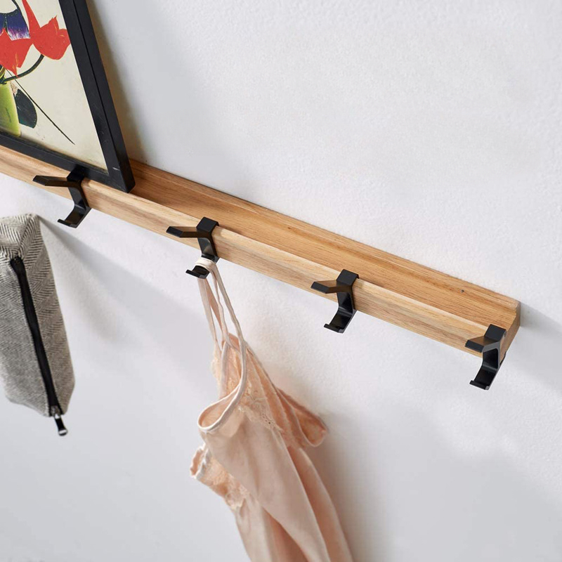 Appendiabiti nordico mobile a 5 ganci Appendiabiti da parete in metallo di alluminio per cappelli Asciugamani Vestaglie Appendiabiti in legno Mobili Perchero