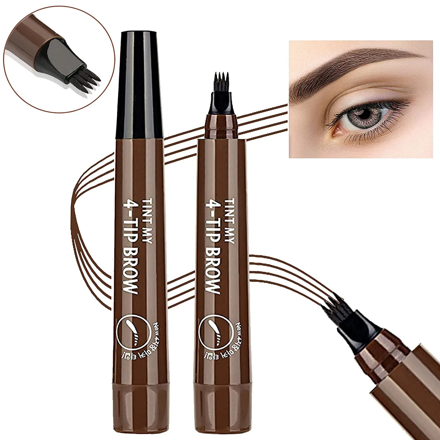 Lápiz de cejas Microblading de 5 colores, lápiz de cejas líquido resistente al agua, lápiz de cejas de larga duración, lápiz de cejas de 4 onzas, cosméticos