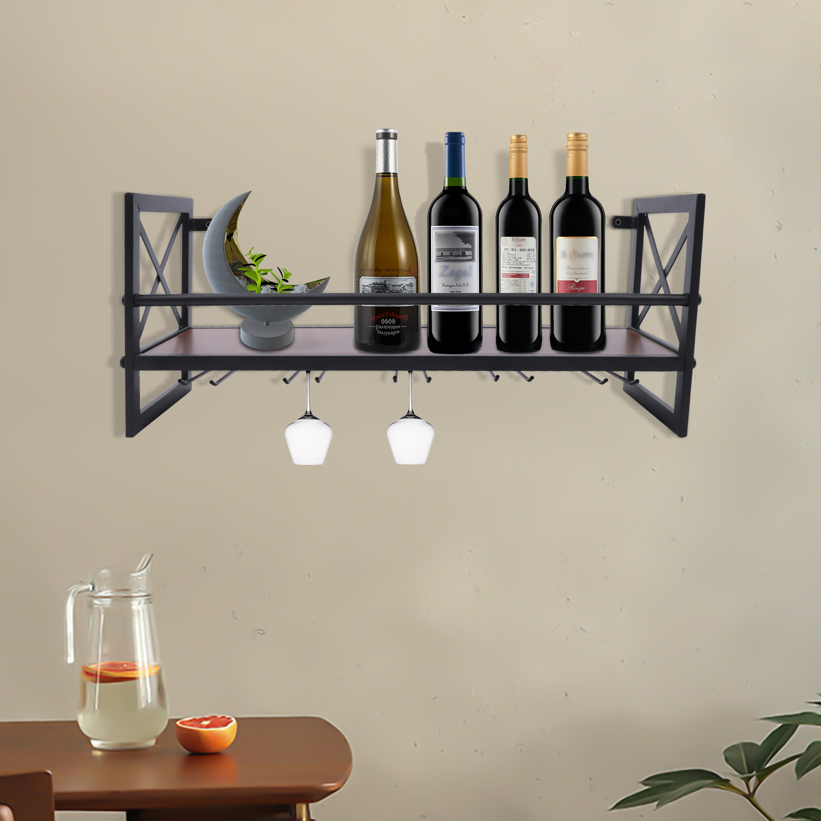 Bar Weinregal Wand-Montiert Dekor Eisen Weinregal Flasche Champagner Glas Halter Regale Bar Home Party