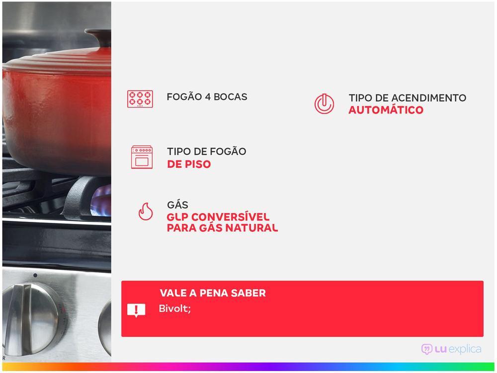 Fogão 4 Bocas Esmaltec Preto Mesa de Vidro Agata Glass 4090 - Bivolt