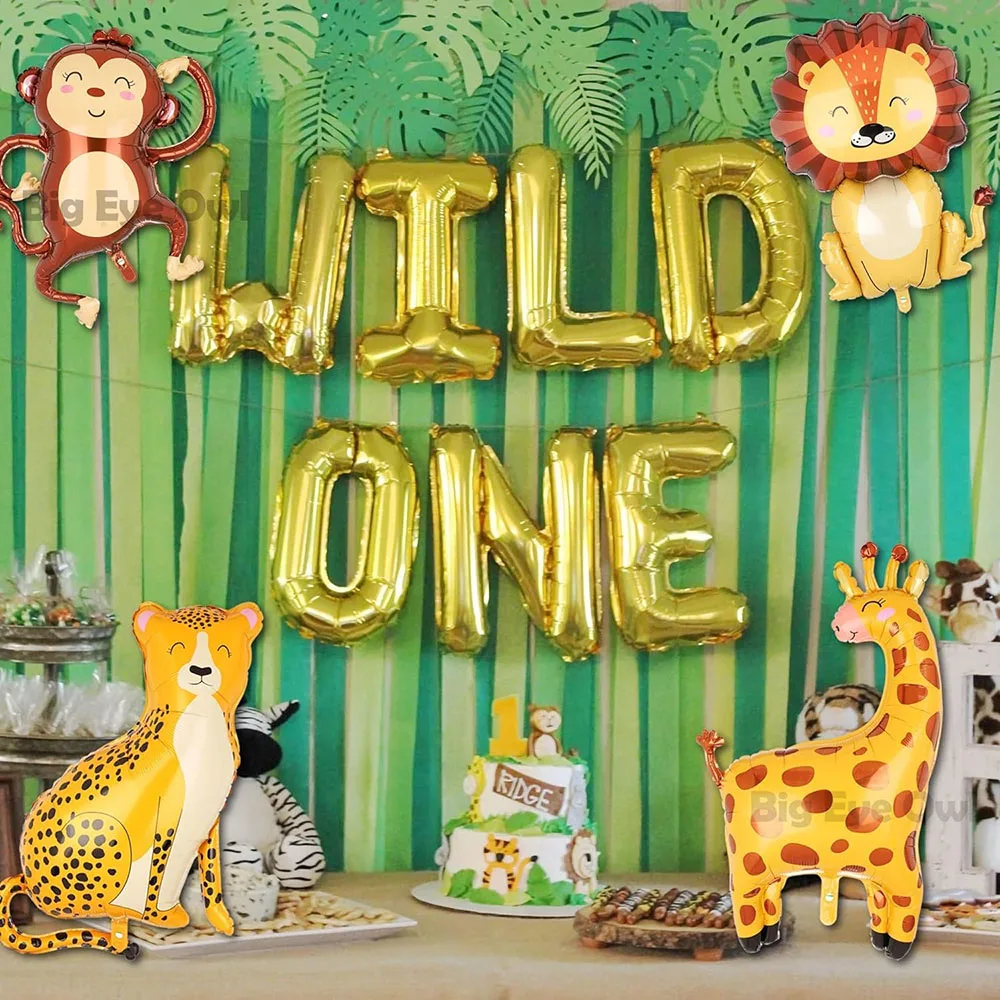 Dschungeljagd-Tierballon, Geburtstagsparty-Dekoration, riesiger Jagdballon, geeignet für Jungen, wildes Thema, Zoo, Affe, Elefant, Zebra, Leopardenmuster, Krokodil, Giraffenform