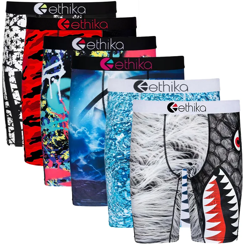 Мужские трусы-боксеры ETHIKA S-XXXL, 1 шт., эластичное нижнее белье из полиэстера, мягкая дышащая повседневная одежда