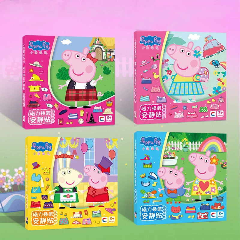 Peppa Pig Magnetic Quiet Book Cut Free Male And Female Costume Changing Toy Children's Birthday Gift Family Toys