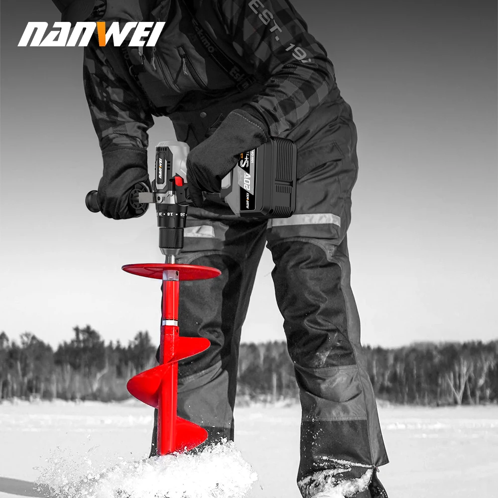 NANWEI 21V 13Mm Máy Khoan Không Dây Cấp Công Nghiệp Không Chổi Than Máy Khoan Tác Động 1/2 "Kim Loại Tự Động Khóa Chuck Băng mũi Khoan Câu Cá