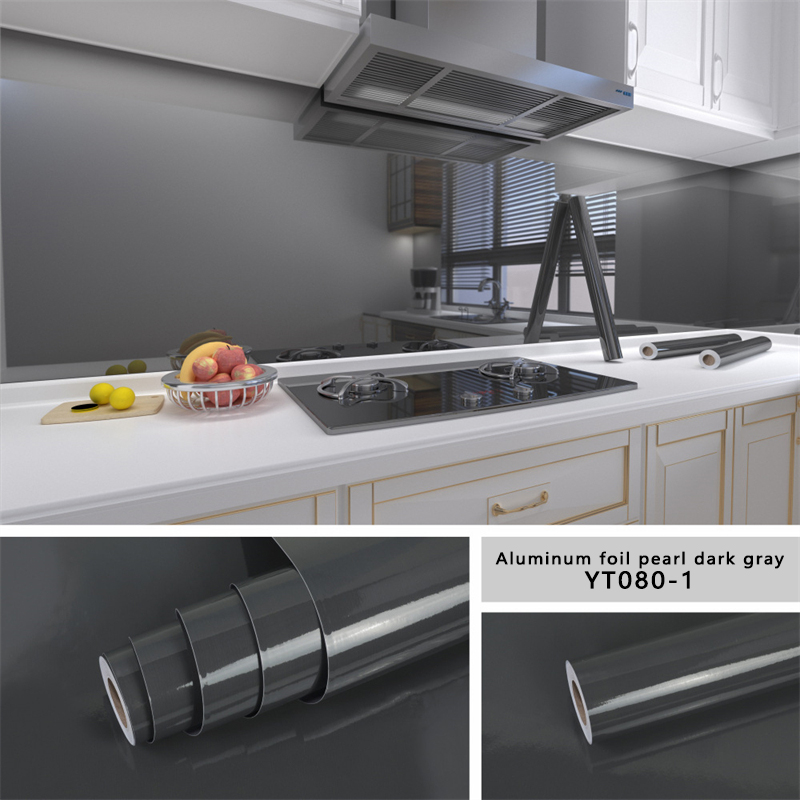 自己接着大理石Pvc壁紙防水高温耐性キッチンキャビネットバスルームシンクデスクトップステッカー家具改修ティアアンドペーストホームデコレーションアルミフォイルウォールステッカー