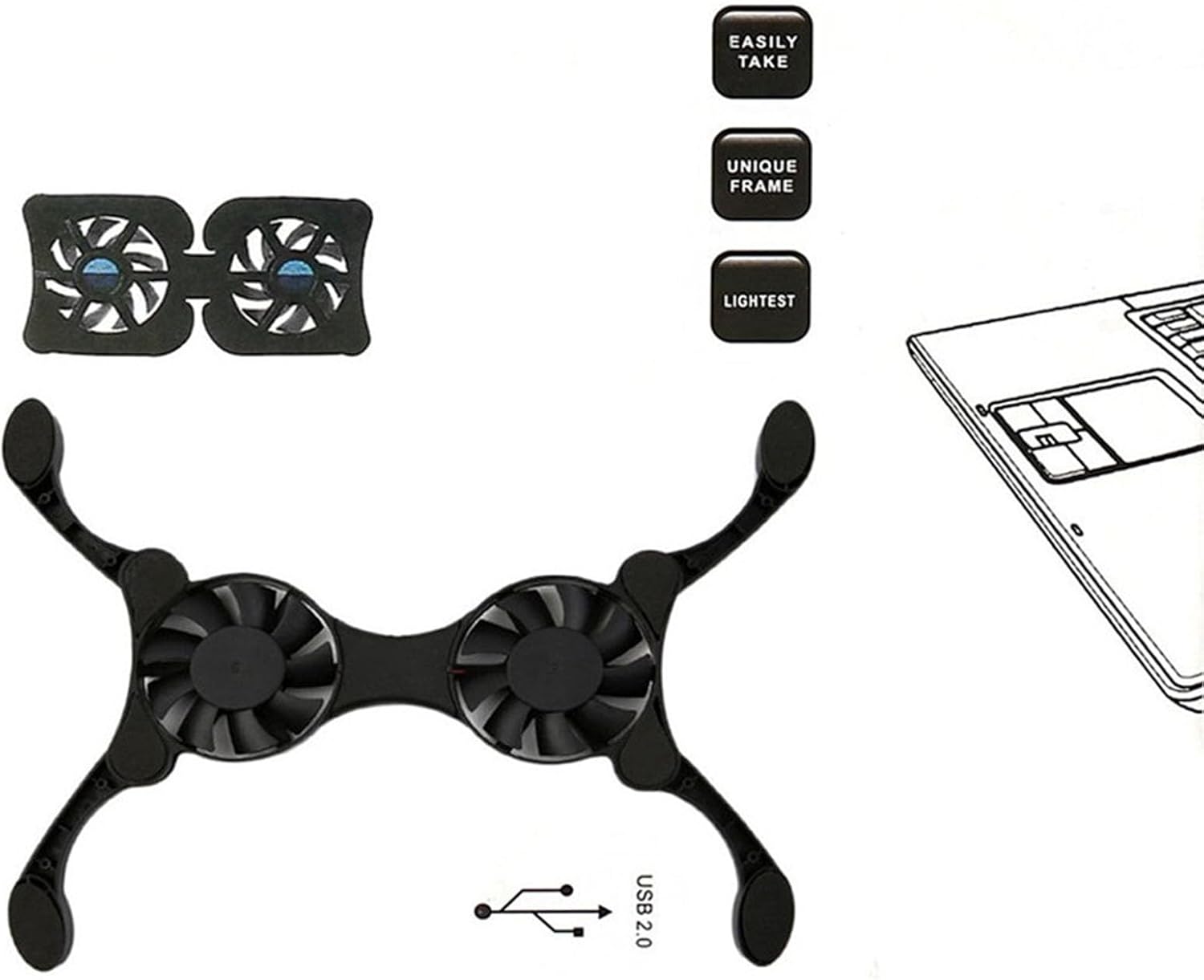 Koelerstandaard Laptopkoeler Geluidsarme koeling Draagbare ultraslanke gaminglaptop Koelpad Voorkom oververhitting voor 7-15 inch laptop