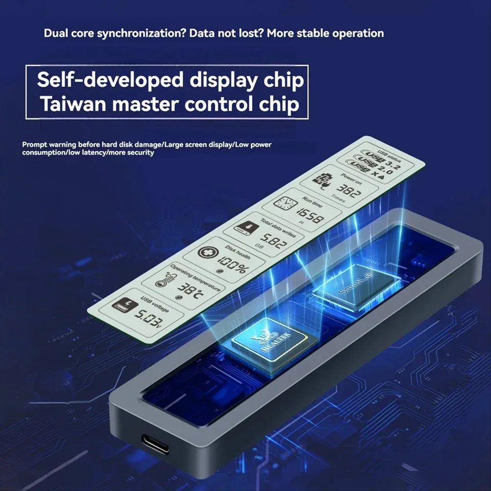 Корпус M.2 NVMe SATA SSD Visual Smart SSD Case USB 3.2 Gen 2 10 Гбит/с SSD-адаптер для ПК NVME PCIE NGFF SATA SSD-диск