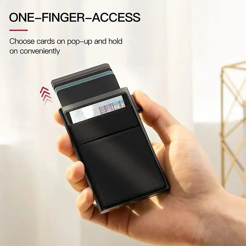 2025 Men Anti Rfid Blocking Protected Magic ID Credit Bank Card Holder Case Wallet Metal Thin Slim Minimalist Small Metal Wallet