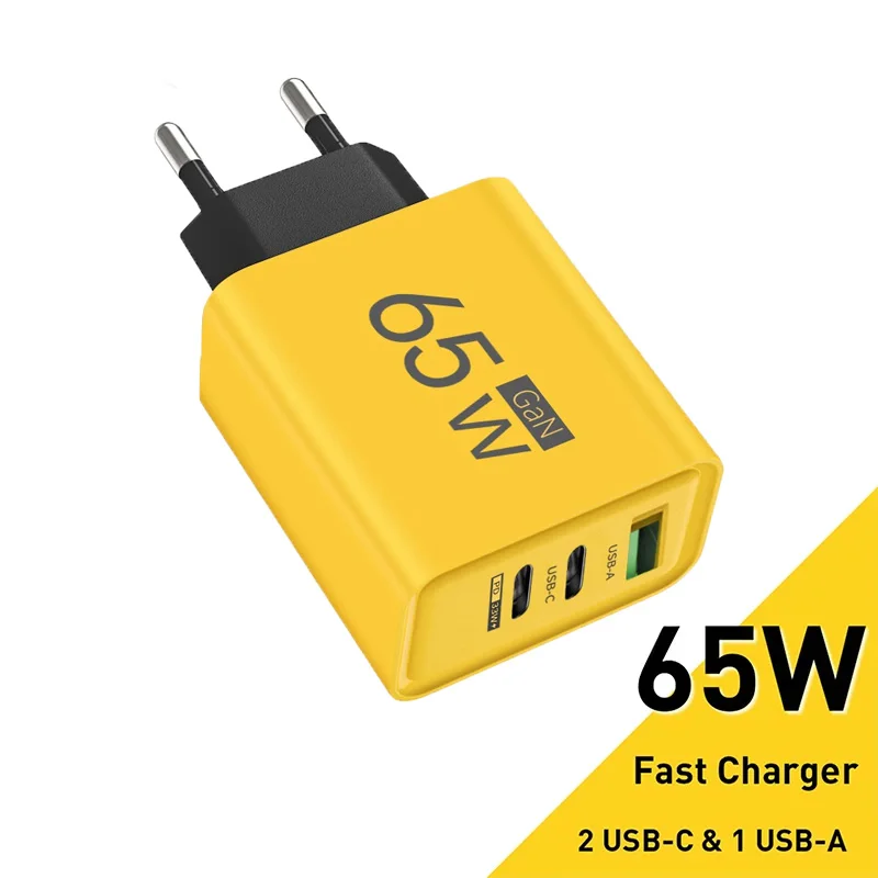 Cargador GaN tipo C PD, 3 puertos USB, adaptador de carga rápida para teléfono móvil, cargador rápido 3,0 para iPhone 15 14 Xiaomi 15 Samsung Huawei