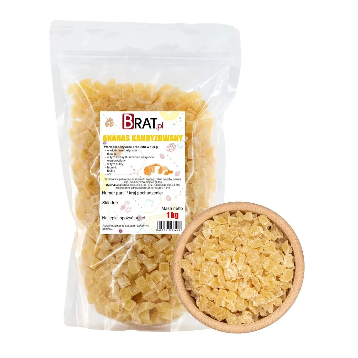 Ananas kandyzowany kostka 1kg