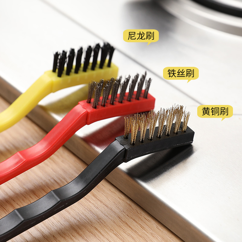 12 stuks computer industriële tandenborstel mini koperen staaldraadborstel roestvrij staaldraadborstel stof harde reinigingstandenborstel