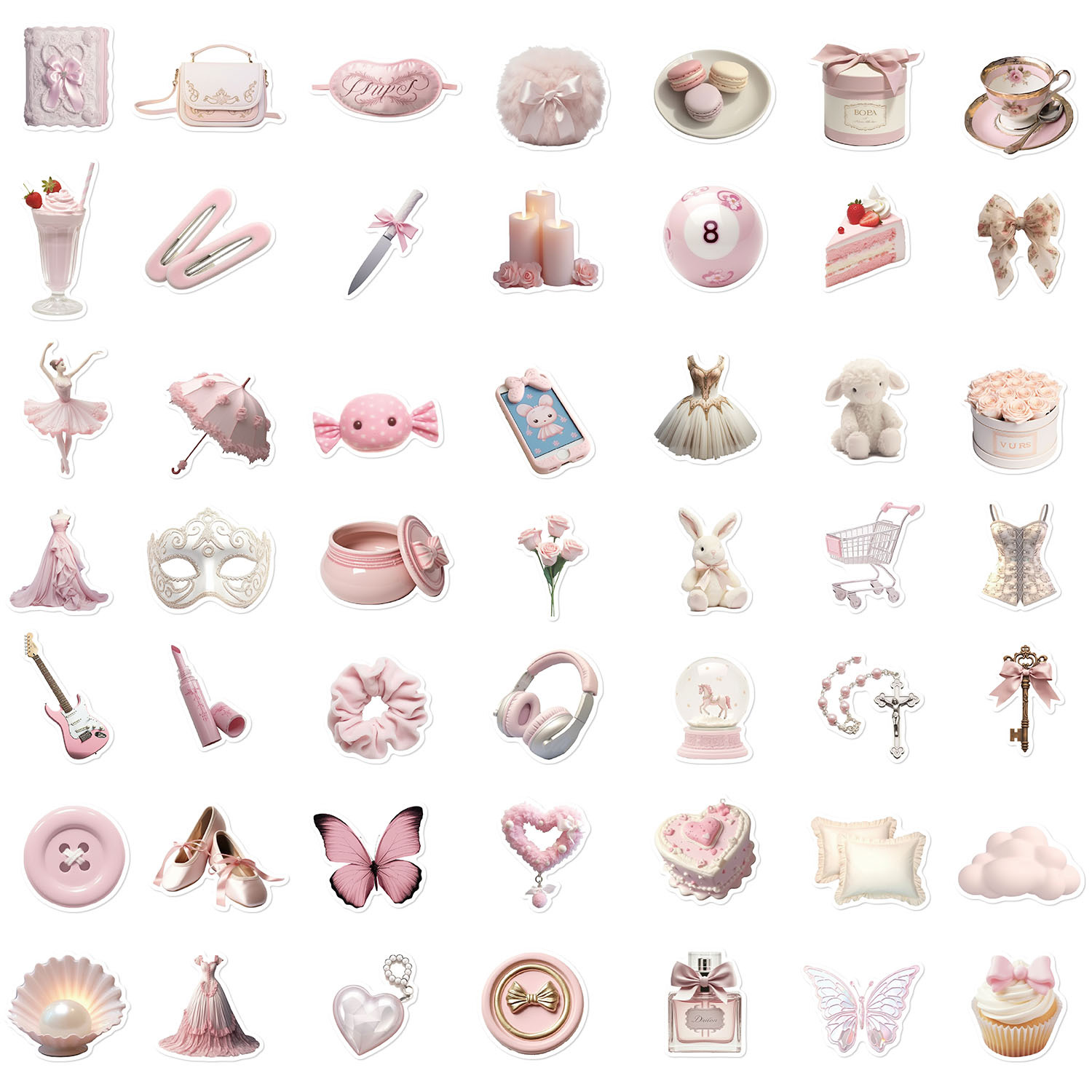 50PCS Pink Gentle Ballet Girl Style Graffiti Stickers chitarra Notebook bagagli adesivi impermeabili fai da te giocattolo