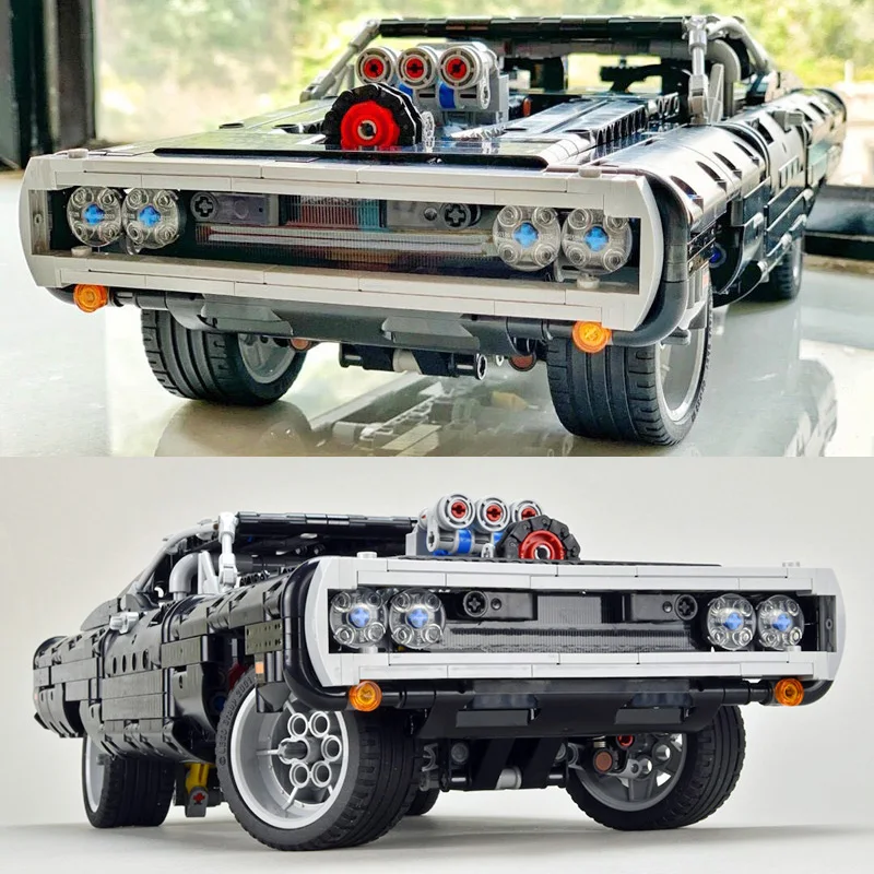 Bloques Moc calientes serie de coches tecnológicos Doms Dodge Charger modelo 42111 bloques de construcción 1077 Uds coches de carreras juguetes regalo para niños