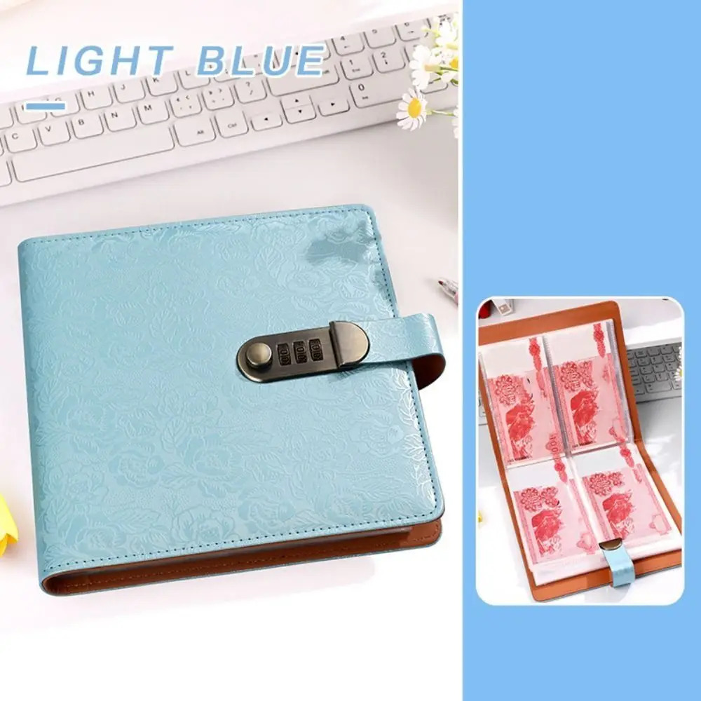 Emboss Flower Envelop Savings Challenges Book 50Sheets Savings Handbook Budget Binder with Lock Cash Envelopes Account Book