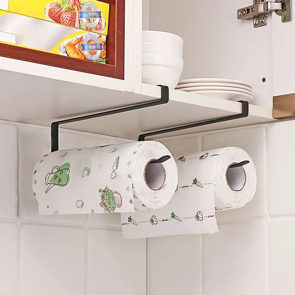 Hängender Küchenpapierhandtuchhalter, Rollenpapier, Kunststofffolie, Lappen-Organizer-Rack, für Küche, Schränke, Badezimmer-Organizer-Rack