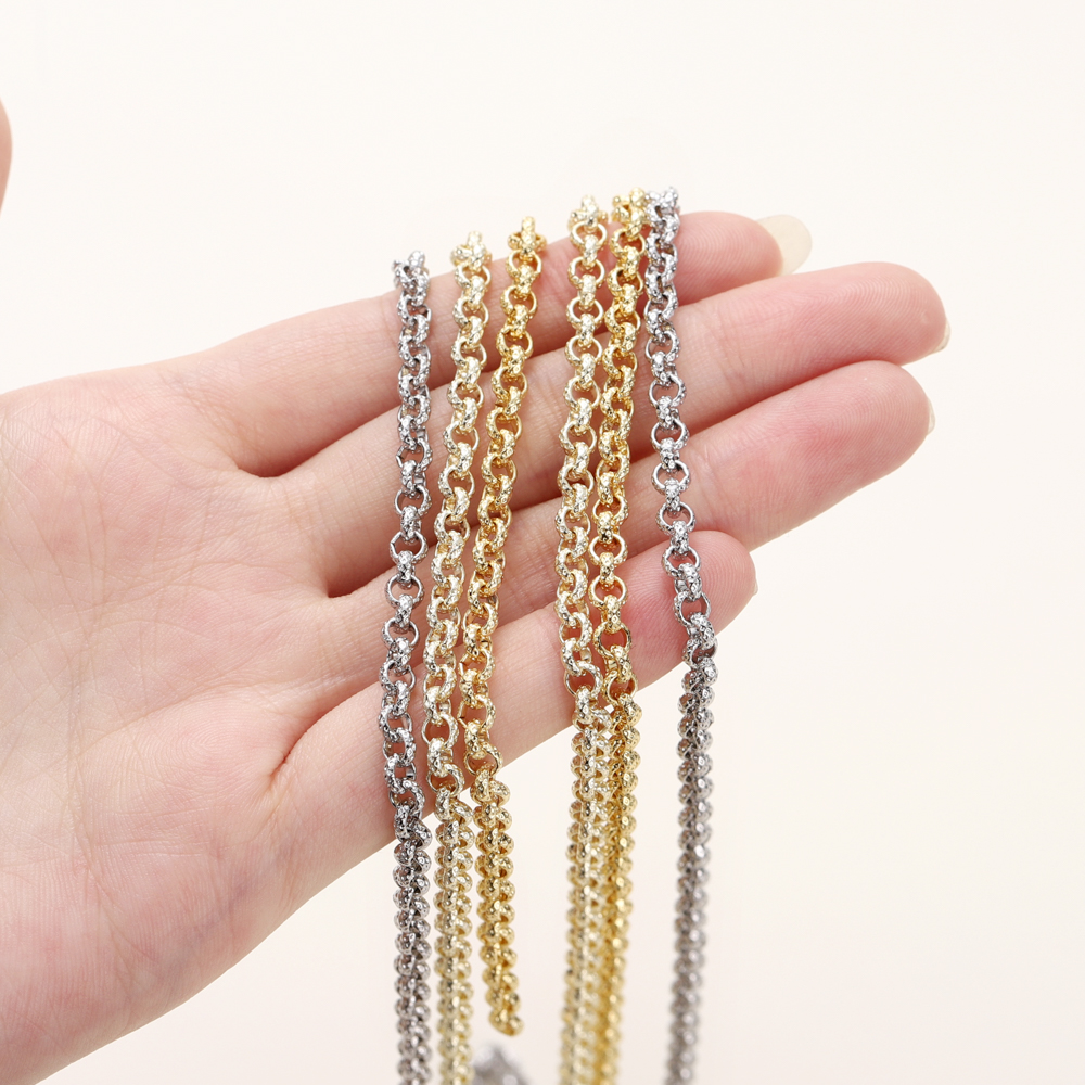 1Meters/Roll 4mm 14K 18K Gold Plated Brass Cross Link Chains Jewelry Making Bulk Chains For DIY Handmade Craft Accessories