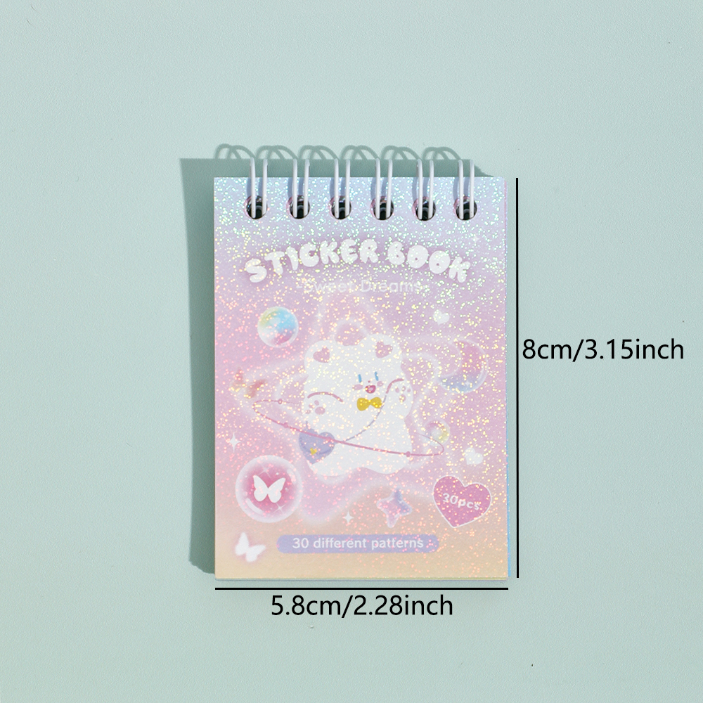 สติกเกอร์กระดาษสมุด30แผ่นหลากสีน่ารักจินตนาการ30แผ่นสติกเกอร์ตกแต่งสมุดบันทึกที่สวยงามแบบทำมือ