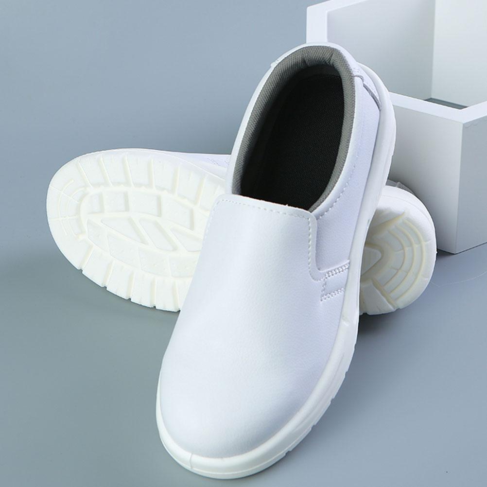 Dust-proof Anti-static Safety Shoes White Microfiber Mesh PU Sole Breathable Workshop Shoes Stahlkappe Secure Fire