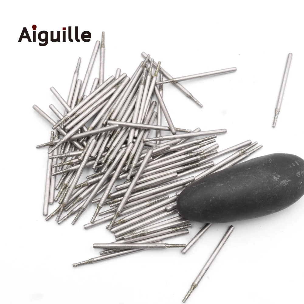 100 Cái/bộ Kim Cương Xay Điểm Kim Cương Khoan Bit Khoan Bits 0.8Mm-2.5Mm Đá Ngọc Bích Xay Burr