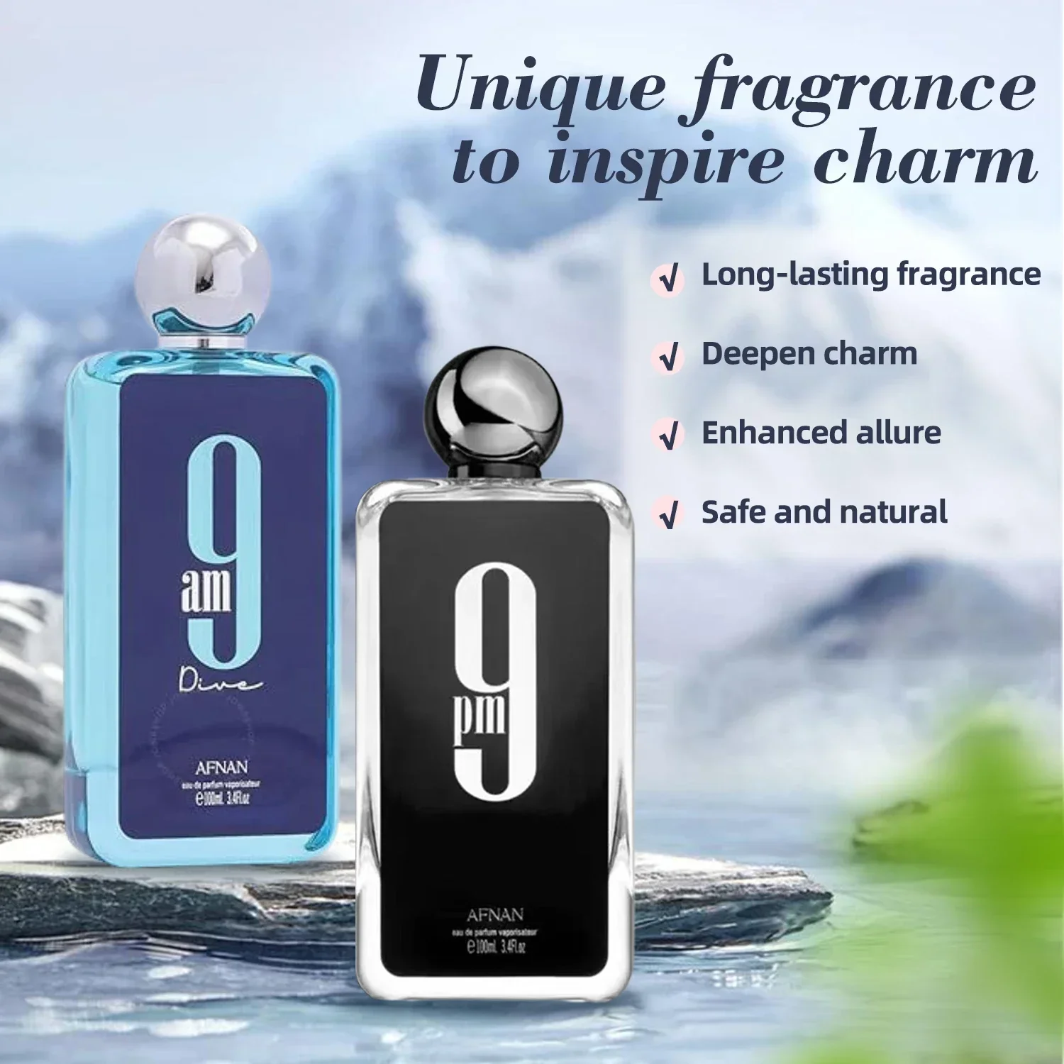 Afnan 9 PM Pour Homme 9 AM Pour Femme Eau De Parfum 3.4 Fl. Parfum de phéromone longue durée Oz parfum de Cologne de haute qualité 100ML