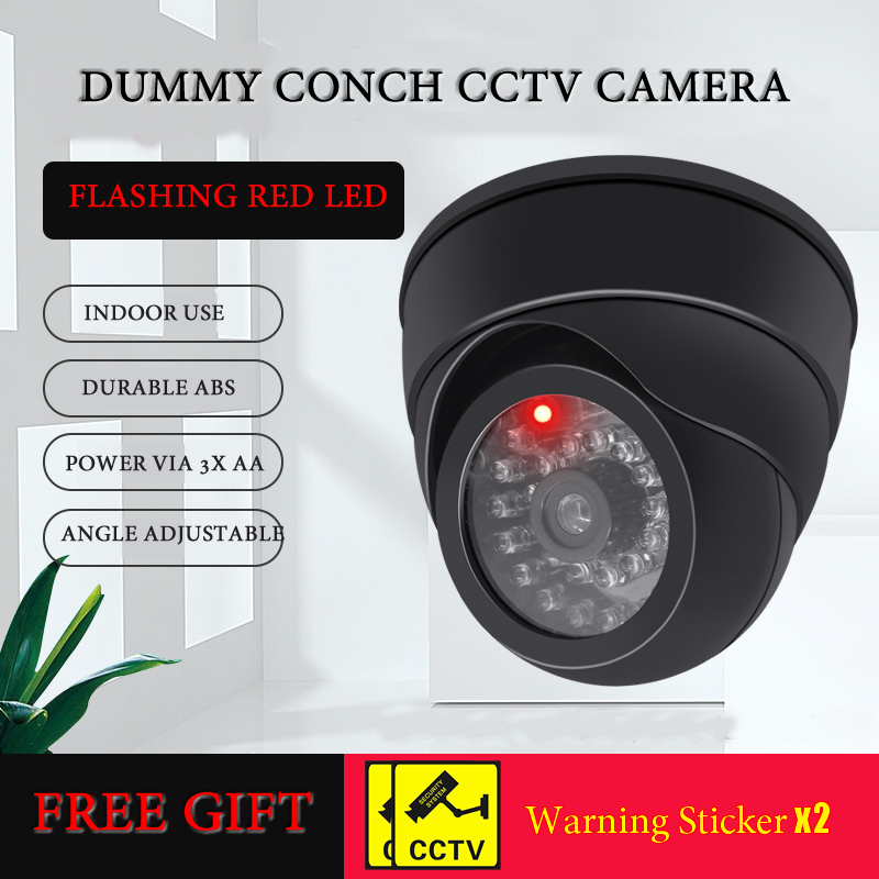 Nueva luz LED roja intermitente, cámara de concha simulada negra/blanca, sistema de seguridad de vigilancia para el hogar y la Oficina, cámara de seguridad CCTV falsa