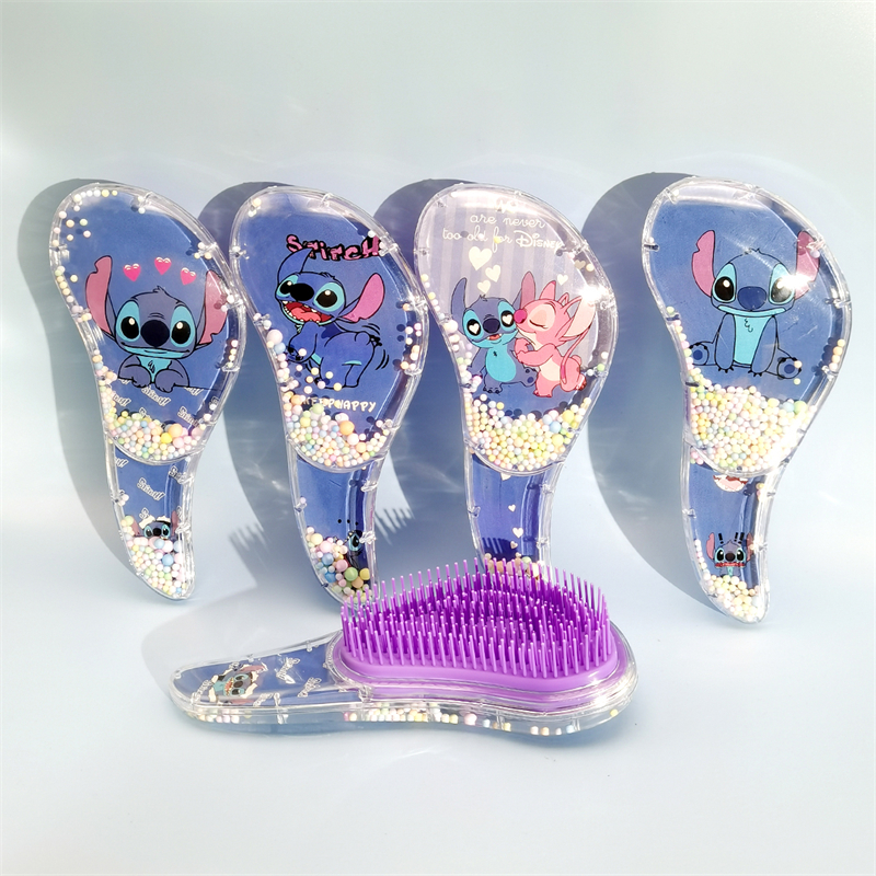 Disney Stitch S-образная расческа, милый мультяшный массаж, вьющиеся волосы, против завязывания, портативная парикмахерская расческа для девочек и детей, праздничные подарки