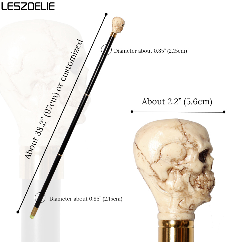 97 ซม.Skull HEAD Stick ผู้ชายเรซิ่นจับเยอรมัน Beech ไม้ที่ถอดออกได้เดิน Sticks ผู้หญิงแฟชั่นตกแต่ง Canes