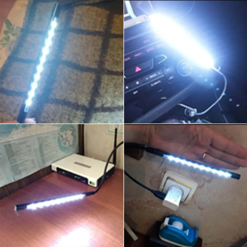 Luz LED de libro USB, Material metálico alimentado por USB, lámpara de noche Flexible de 10 LED para ordenador portátil, PC, Notebook, luces de lectura de libros