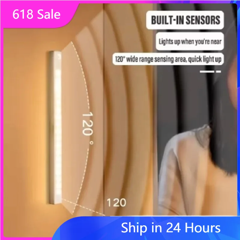 Motion Sensor Night Lights Wireless LED Lamp USB Rechargeable Magnetic For Wardrobe Room Closet Kitchen Aisle Tube Detector Bulb