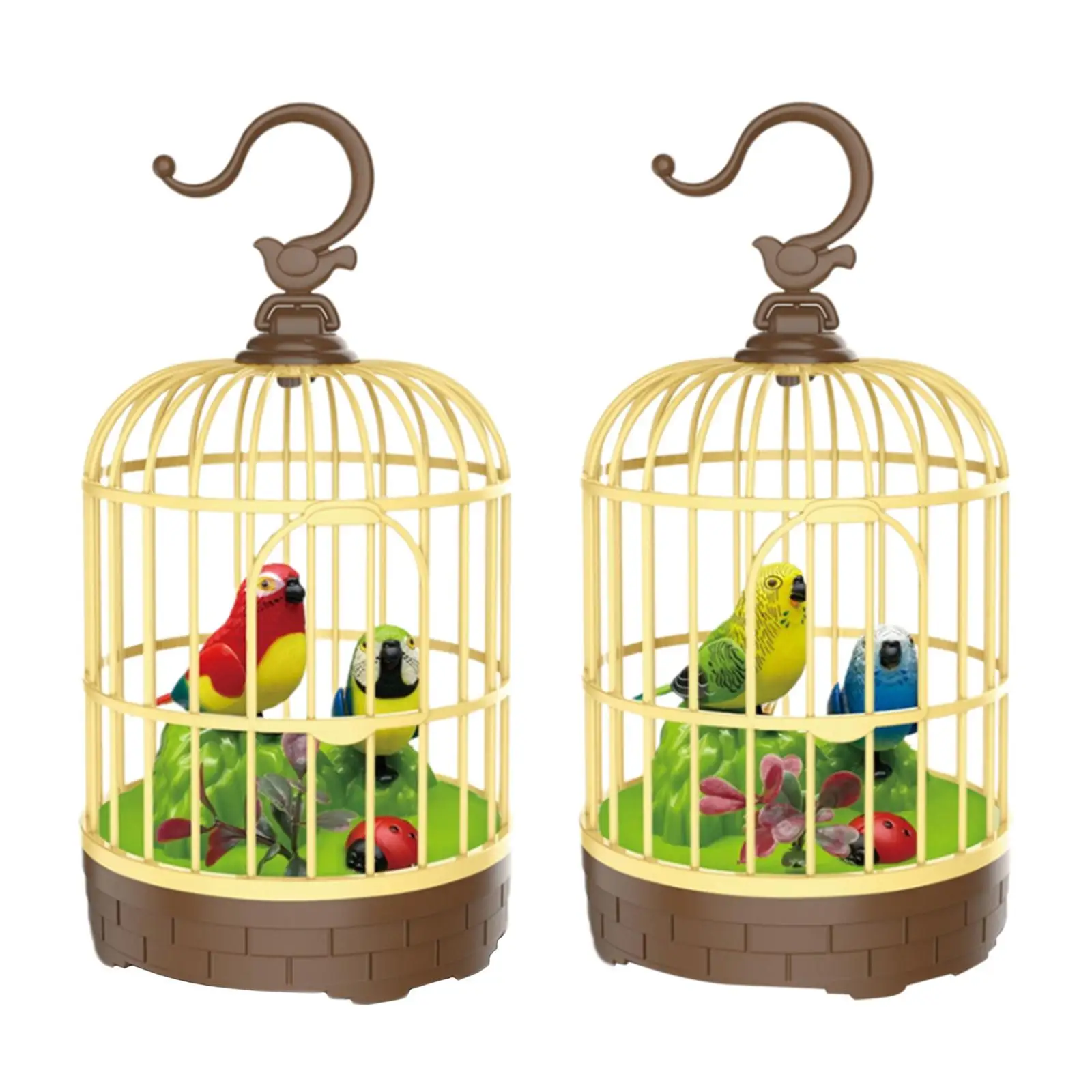 Parrot CAGE เปิดใช้งานการเคลื่อนไหว Decor ร้องเพลง Chirp Parakeet Swing ของเล่นร้องเพลงนกสําหรับ Home Desktop เด็กทารก