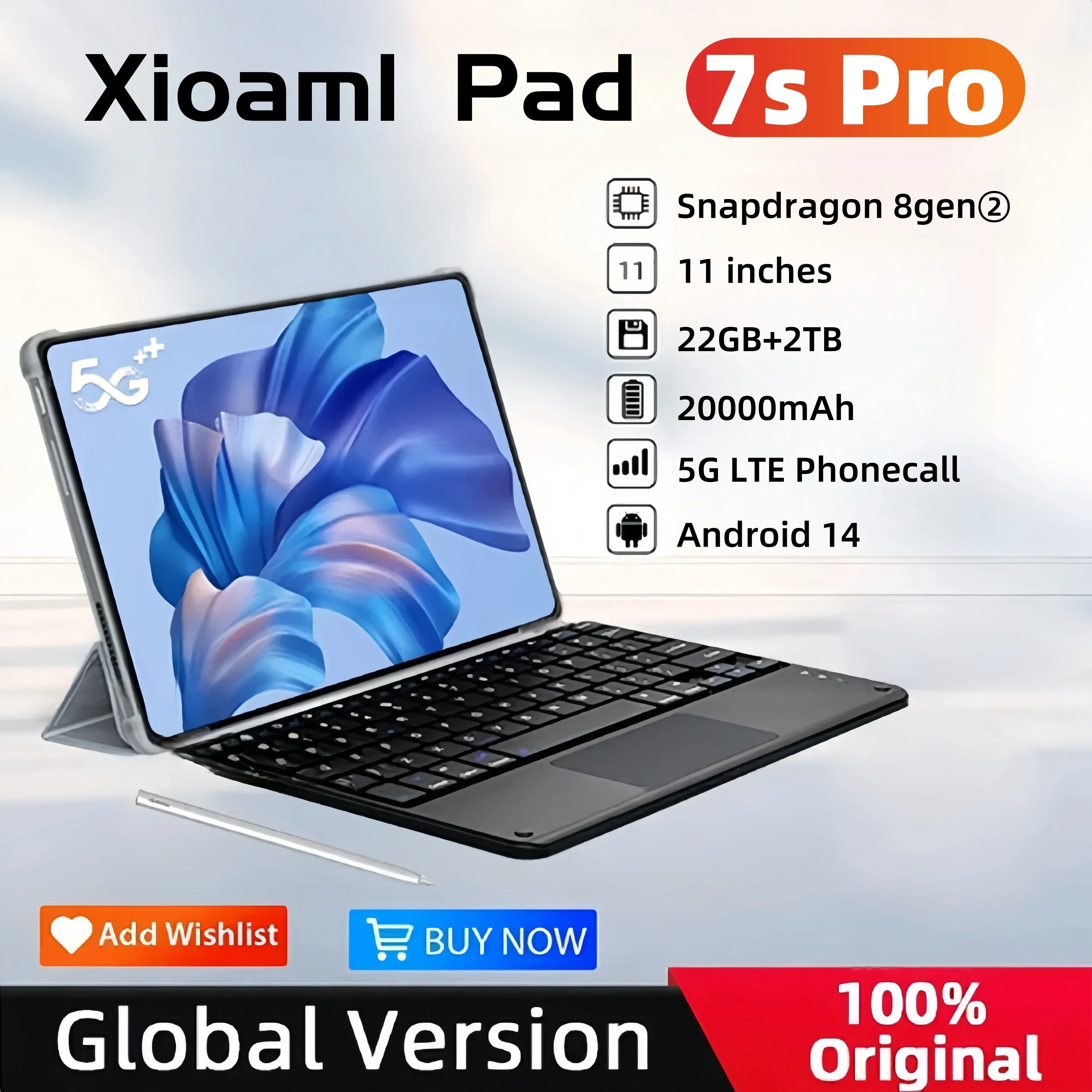 Tablet PC Pad 7S Pro, 8gen2 Snapdragon, Android 14, HD, 4K, 22GB + 2TB, 5G, SIM Dual, WIFI, GPS, MI, Original, edición Global, novedad de 2025