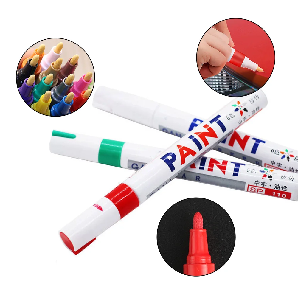 1 Uds. Bolígrafo blanco impermeable para rueda de coche, bolígrafo de marca aceitosa, bolígrafo de pintura para neumáticos de goma para automóvil, marcador de pintura permanente de Metal Cd, retoque de Graffiti