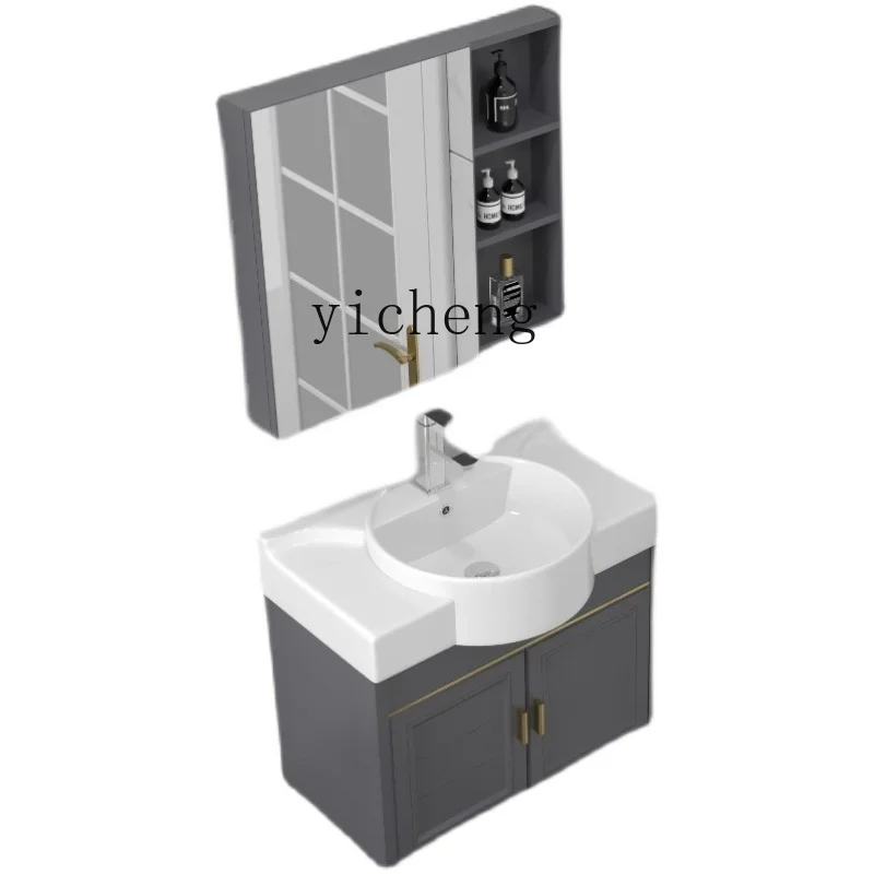 XL aluminium sempit dan panjang perut besar kabinet kamar mandi kombinasi bak cuci Washstand satu wastafel keramik