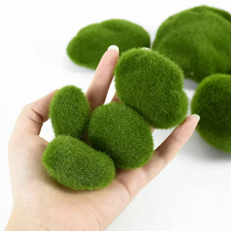 10PCS Artificial Green Moss Ball Fake Stone Simulation Plant Diy Decoration for Shop Window Hotel Home Office Plant Wall Decor