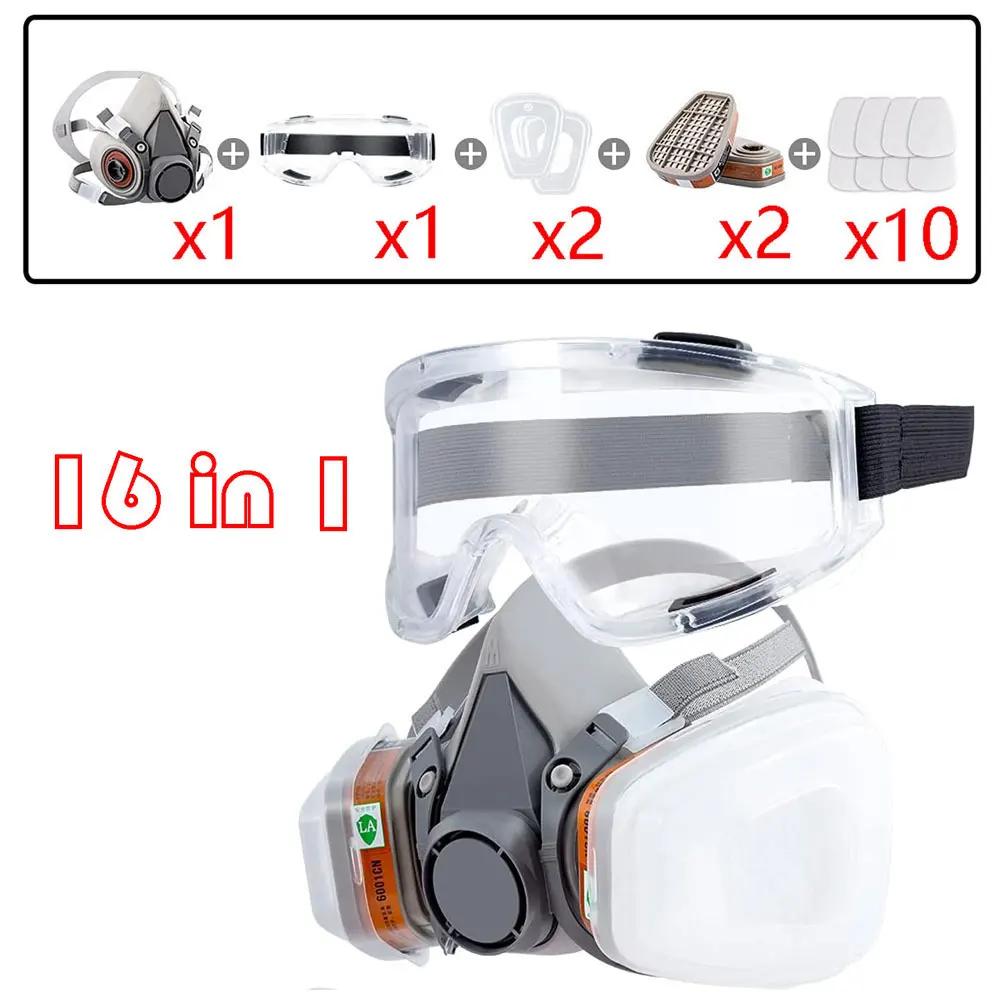 Maschera antigas 6200 Set Spray per verniciatura di veicoli con scatola di cartucce 6001/6002 Vapori acidi orgainc 5N11 Filtri Mining antipolvere