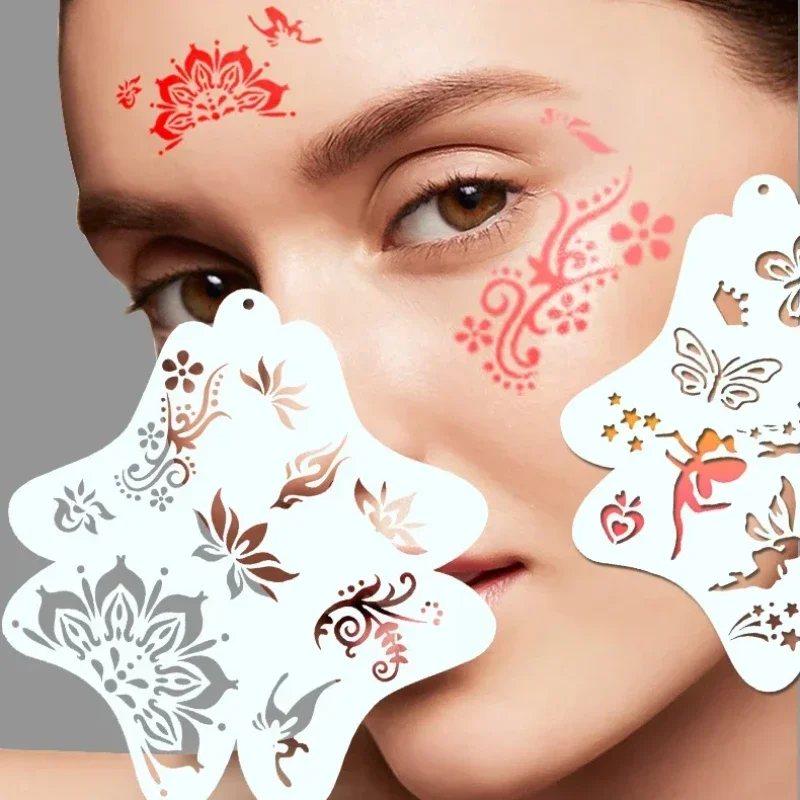 Gesichtsbemalungsvorlagen für Erwachsene und Kinder, professionelle Körperkunst, wiederverwendbar, benutzerfreundliche Partyschablonen, Make-up-Werkzeuge, Vorlage neu