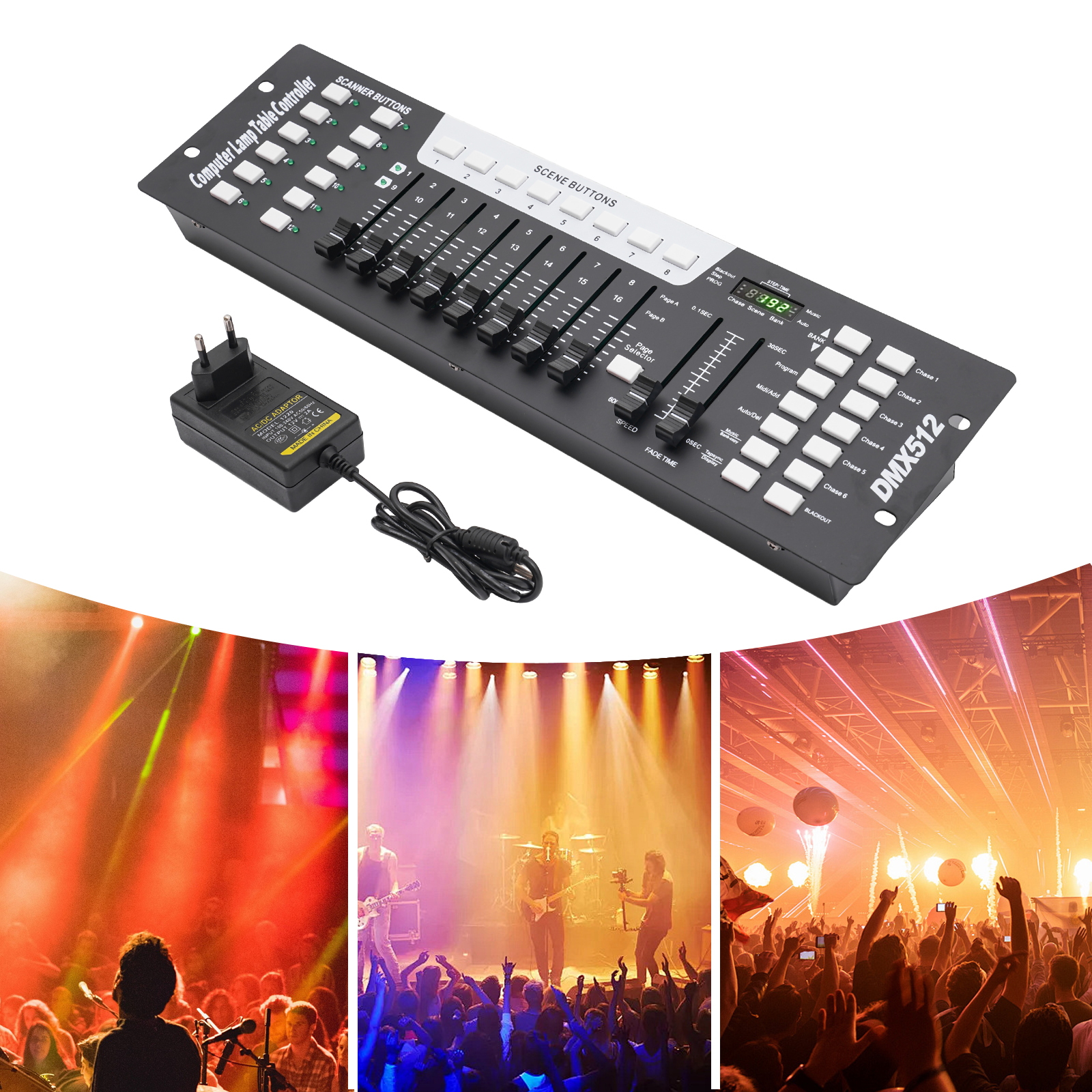 Dmx512 Bühnen licht regler mit Netzteil 192ch Leuchtdiode 16 Kanäle für DJ-Party