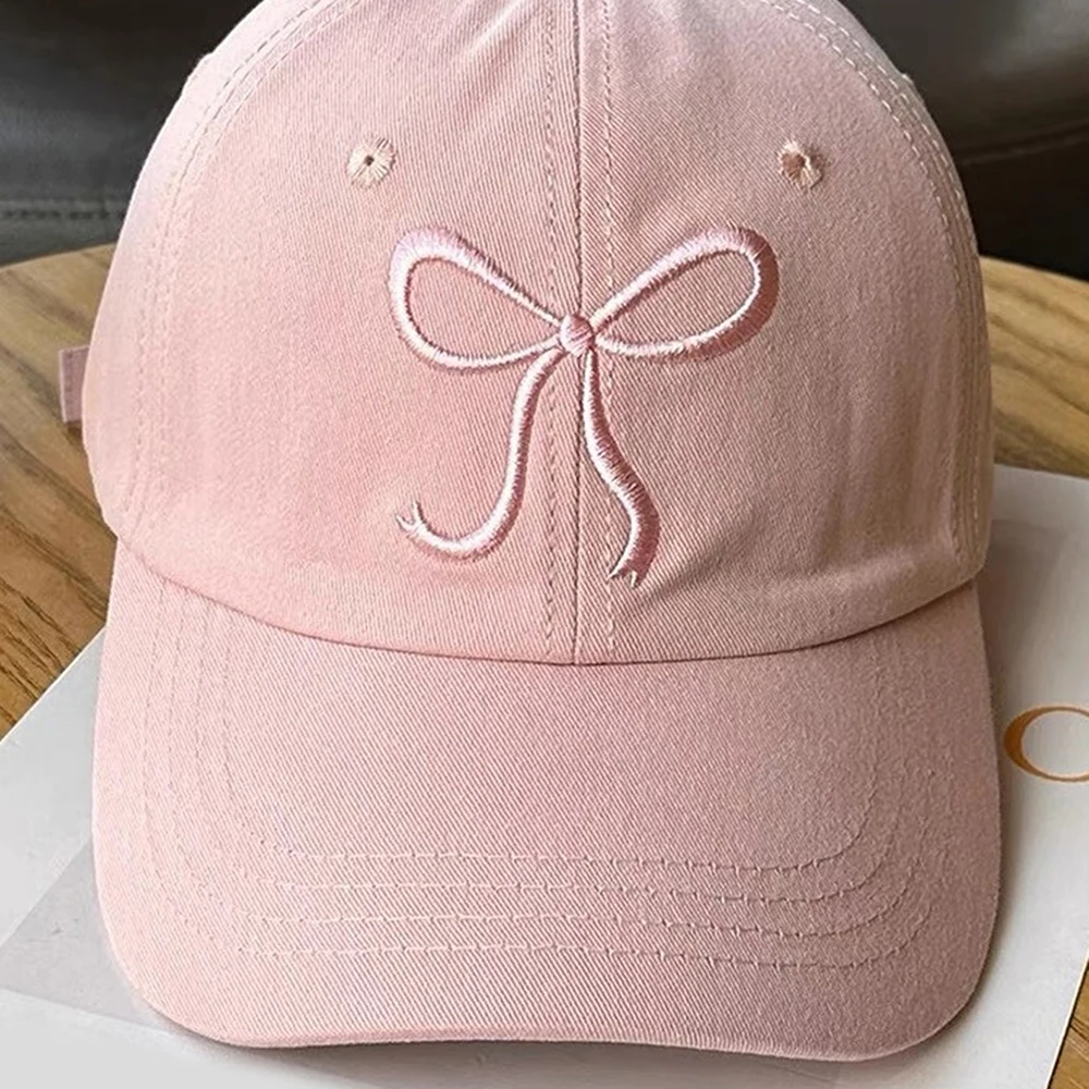 Gorra de béisbol bordada con lazo para las cuatro estaciones, gorra de pico de pato pequeña, fresca y dulce para mujer, gorra con protección solar para deportes al aire libre